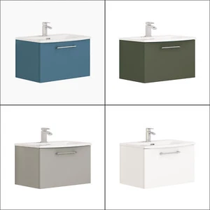 Wall Hung Vanity Unit Cabinet Basin Sink 1 Drawer Multicolour 500/600/800mm - Picture 1 of 39