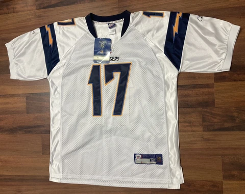 Reebok San Diego Chargers Philip Rivers #17 NFL On Field Jersey Men Sz L White Cover