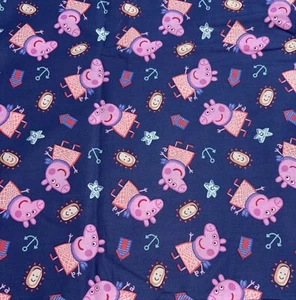 Peppa Pig On Blue Cotton Fabric 1 Yard 20 Inches Characters Quilting See Info!! - Picture 1 of 4