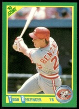 1990 Score Todd Benzinger Cincinnati Reds #65