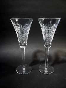 Vtg Waterford Crystal Ireland Millennium HEALTH Champagne 2 Toasting Flutes - Picture 1 of 5