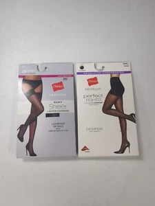 2er Pack - Hanes Premium Damen Nadelstreifen und seidig transparent perfekte Strumpfhosen schwarz S - Bild 1 von 4