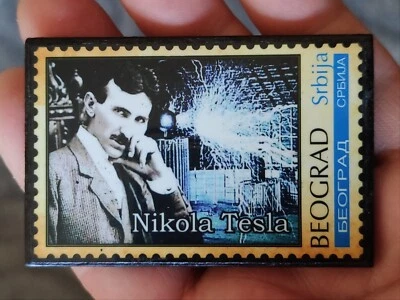 🔴NIKOLA TESLA  well made magnetic badge shown portrait of Genius🔴type 2 - Image 1 of 2