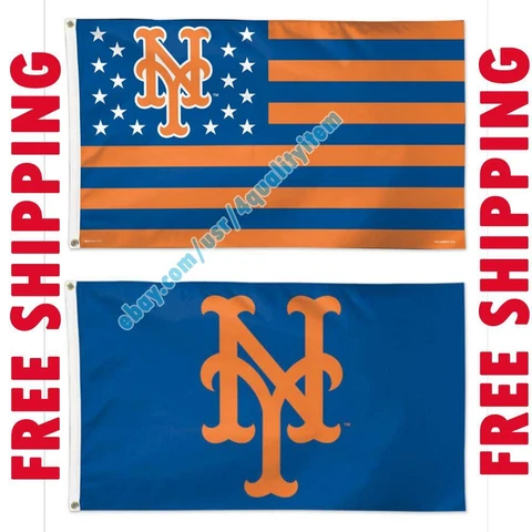 Deluxe New York Mets Logo USA Stars Stripes Flag Banner 3x5 ft MLB Fan 2020 NEW Cover