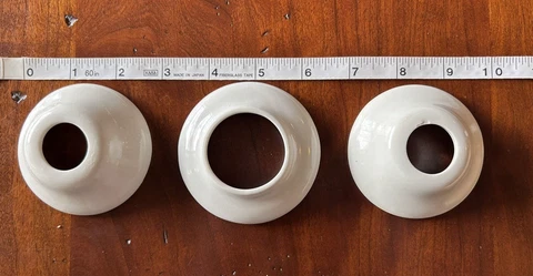 3 Antique Porcelain Bathtub Shower Faucet Escutcheons White Vintage Plumbing Cover