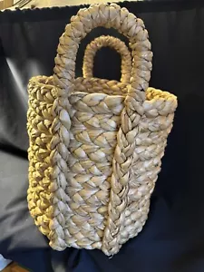 Pottery Barn Handwoven Large Beachcomber Tote Round Handled Basket Natural * - Picture 1 of 5