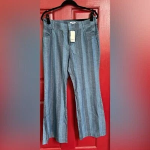 New Bar III high waist wide leg 10 boho denim stripe pants Mystic Hippie 70’s - Picture 1 of 9
