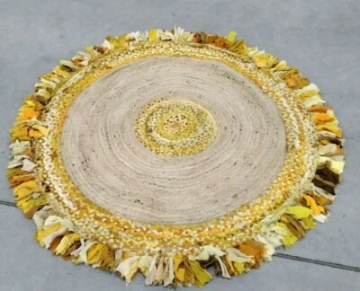 NATURAL 5' X 5' Round Pulled Threads Rug, Reduced Price 1172704797 CAP212D-5R - Image 1 of 4