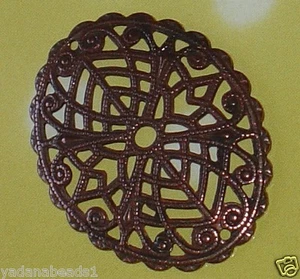 12 pcs Antiqued copper finished filigree oval 29x23mm - Picture 1 of 1