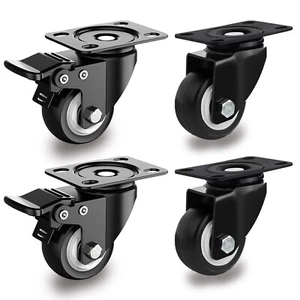 4 X Swivel Castor 50mm Heavy Duty Wheels Trolley Furniture Casters PU 200kg - Picture 1 of 21