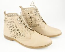 Lucky Brand Shoes Boots Beige Perforated Laced Holes Leather Women Size 10M/40