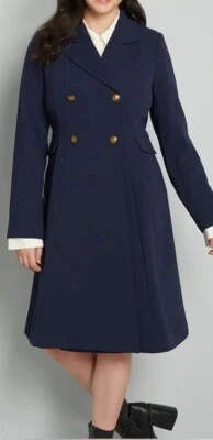 NWT Modcloth Women's Double-Breasted Along For The Ride Crepe Dress Coat Medium - Image 1 of 4