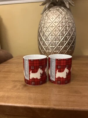 Nuevo Par De Tazas Epresso Cocina Artesanal 80cl Perros Scotty Y Diseño A Cuadros Foto 1 de 4