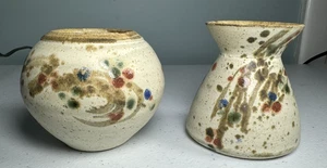 Walisische Kunstkeramik bunte kleine Vasen Made in Wales 2er Set - Bild 1 von 5