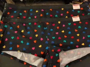 Lane Bryant 18/20 Set 2 Cotton Boyshort Blk Rainbow 🌈 Heart Pride Set 2 NEW  - Picture 1 of 5