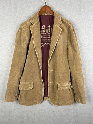 Aeropostale Blazer Men’s M Gray Khaki Corduroy Jacket Casual Solid 2 Button - Image 1 of 4