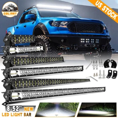 7"14"20"26"32"50" Dual Row LED Light Bar Spot Flood Combo for UTV ATV Truck Boat - Image 1 of 4