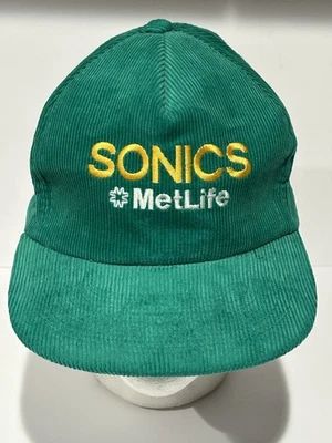 Gorra de pana vintage Seattle Sonics Supersonics años 80 90 Metlife cremallera trasera Foto 1 de 4