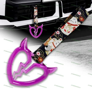 PP Crystal Devil Broken Heart JDM Ring Tsurikawa Bus Car Strap -BK Cats Nylon X1 - Picture 1 of 6