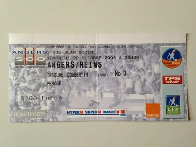 TICKET MATCH ANGERS SCO - REIMS 22 OCTOBRE 2004 - CHAMPIONNAT FRANCE - Photo 1/2