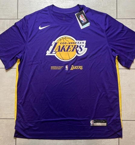 Nike NBA Player Issued Lakers Game Warm Up Shirt Purple Size XL 2023 Cover
