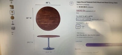 Mesa Modway Lippa 48" Nogal Madera Maciza Mediados Siglo Mod Foto 1 de 3