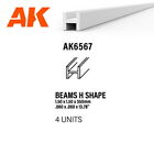 AK Styrene Beams H Shape (height 1.5, flank 1.5, length 350mm, 4pcs)