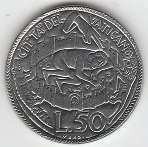 1975 Vatican City 50 Lire ** Peace of the Lord ** Low Mintage Nice Free Shipping - Picture 1 of 2