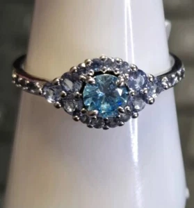 Bomb Party Size 9 RBP7709 "She’s All Seeing" Aquamarine & Aqua Blue Topaz CZ  - Picture 1 of 5
