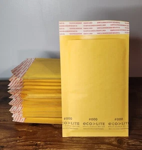 50x Polyair Eco-Lite #000 4x8 Kraft Bubble Padded Mailers Made in USA ELSS000 - Picture 1 of 4