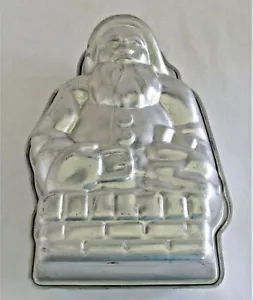 "Sartén para hornear vintage Wilton Santa in Chimney 3D aluminio 10"" de largo 6 3/4""" - Imagen 1 de 7