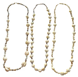 Shell Necklace Lei Lot Natural Seashell 3 Strand Luau Beach Party Island Wedding - Picture 1 of 15