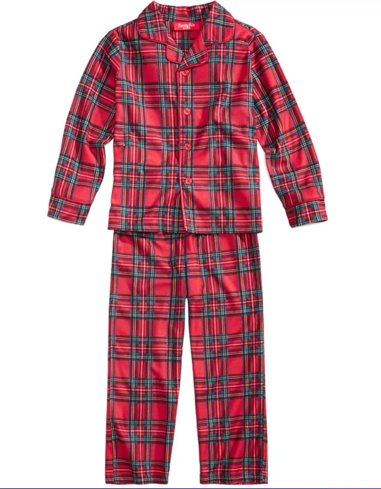 Family Pajamas Macy's Kids Brinkley Plaid Pajama Set 100071137 Red 2t-3t