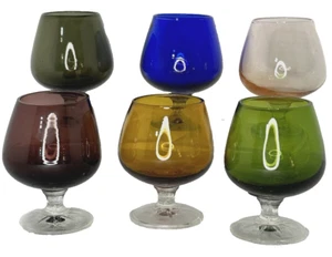Multicolor Mini Snifter Style Set of 6 Liqueur or Shot Glass Vintage - Picture 1 of 11