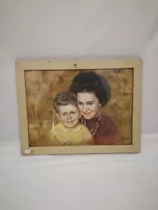 Dipinto olio su cartone "Madre e figlio" firmato "Lopez" - Foto 1 di 4