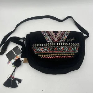 Desigual BOLS FLORENCIA IVY flap purse, embroidered Beaded pathern Black - Picture 1 of 9