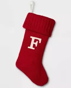 20" Sweater Cable Knit Embroidered Monogram Initial Christmas Stocking Letter F - Picture 1 of 1