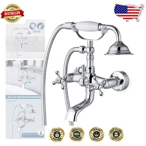 Solid Brass Wall-Mounted Shower Faucet with Telephone Handheld Spray & Diverter - Picture 1 of 11