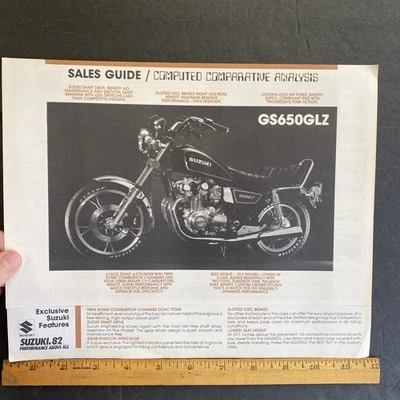 De Colección Suzuki GS650GLZ Motocicleta 1982 Guía de Ventas Análisis Comparativo Computado Foto 1 de 4