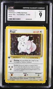 CGC 9 MINT Clefairy 1999 Base Set 1st Edition 5/102 Holo German Pokemon Card - Picture 1 of 2