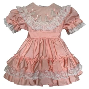 Martha's Miniatures Rüschen Festzug Kleid Größe 3T Orange Hergestellt in den USA - Bild 1 von 15