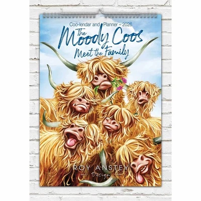 ROY ANSTEY DESIGN Roy Anstey, Moody Coos Meet The Family A3 Family Planner A3 Family Planner 2026