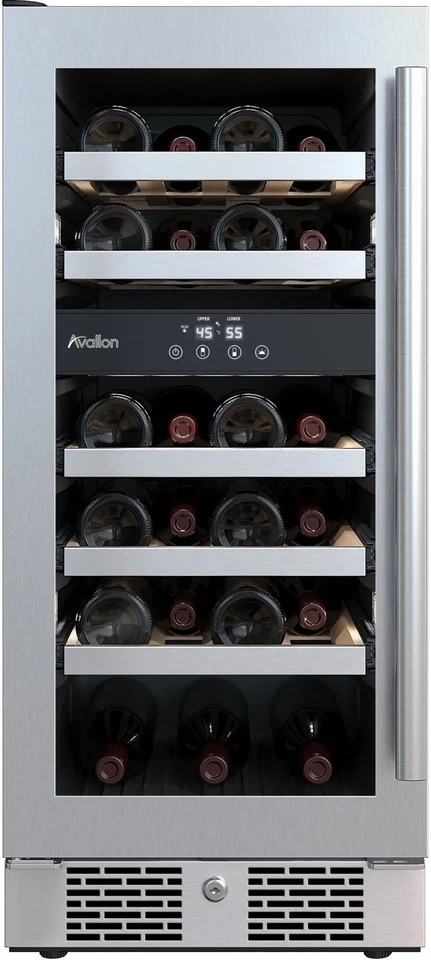 Avallon AWC152DZLH 15" Dual Zone Left Hinge Wine Cooler - Stainless