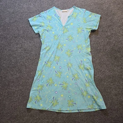 Lulu B Dress Womens Size Medium Green Palm Tree Tropical Sheath Casual Beach - Image 1 of 4