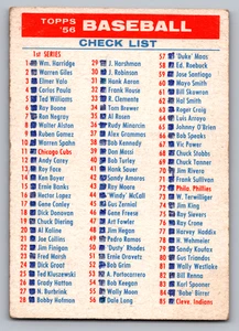 1956 TOPPS CHECKLIST 1st AND 3rd SERIES - Picture 1 of 3