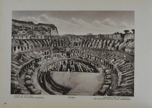 Antique Ancient Rome Interior of Colosseum Wall Art Print 1920 Original History - Picture 1 of 14