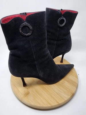 Auténticas botas Escada tacón alto gamuza cuero negro mujer  Foto 1 de 4