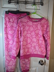 Hello Kitty Girls 2 PC Pink Long Sleeve Plush Pullover and Jogger Set Size XL - Picture 1 of 12