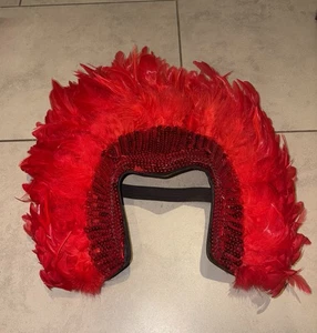 Red Ostrich Feather showgirl headdress - Picture 1 of 3