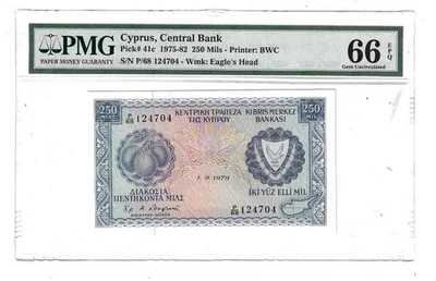 Cyprus, 250 Mils, 01.09.1979, 66EPQ PMG Banknote Pick 41c - Image 1 of 4